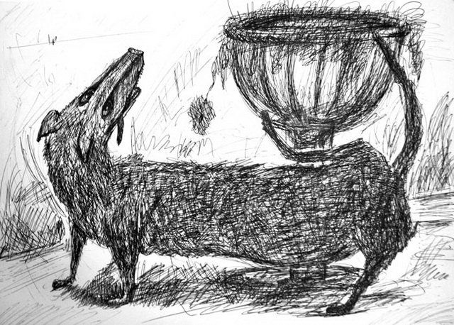 Рисунок под названием "Собачка у вазы" - Anna Gorbach, Подлинное произведение искусства, Другой