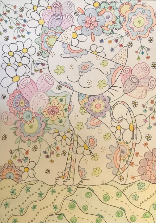 Disegno intitolato "Primaver" da Anna, Opera d'arte originale, Matite colorate