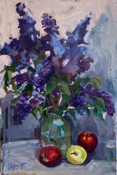 Картина под названием "Lilac" - Anna Aghanikyan, Подлинное произведение искусства, Масло