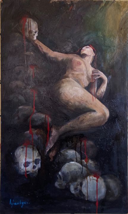 Картина под названием "My soul is tired" - Anna Aghanikyan, Подлинное произведение искусства, Масло