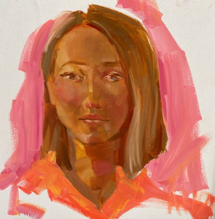Картина под названием "FRECKLE" - Anna Bondar, Подлинное произведение искусства, Масло Установлен на Деревянная панель