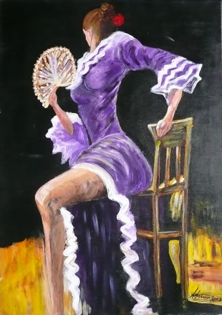 Peinture intitulée "Flamenco" par Anna Arvonio, Œuvre d'art originale