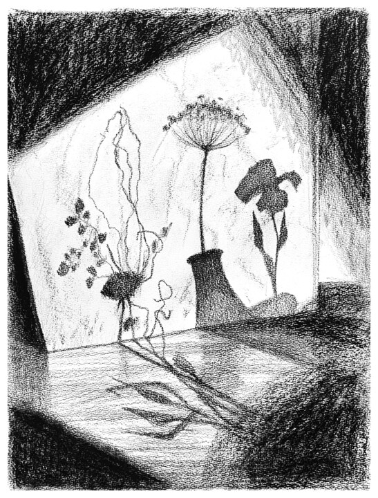 Рисунок под названием "shadows" - Anna Babysheva, Подлинное произведение искусства, Древесный уголь