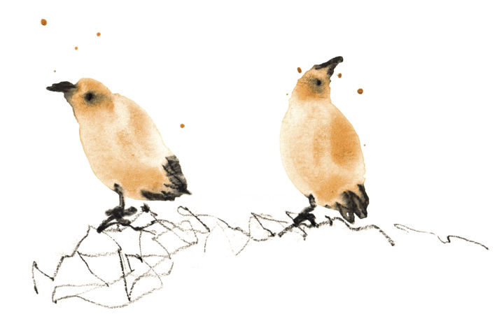 绘画 标题为“Birds 03” 由Annabel Andrews, 原创艺术品, 水粉