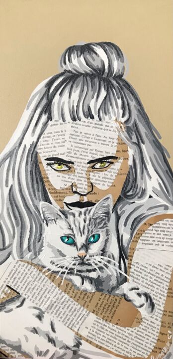 Collages titulada "La Sorcière" por Annabelle Amory, Obra de arte original, Acrílico Montado en Bastidor standard