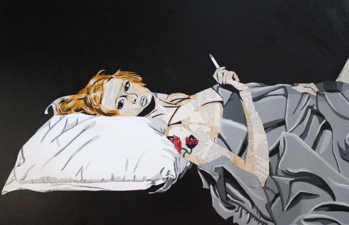 Collages intitulée "Belinda" par Annabelle Amory, Œuvre d'art originale, Acrylique Monté sur Châssis en bois
