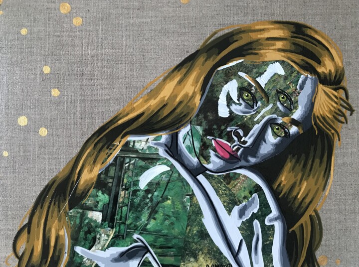 Collagen mit dem Titel "Khloè" von Annabelle Amory, Original-Kunstwerk, Acryl Auf Karton montiert