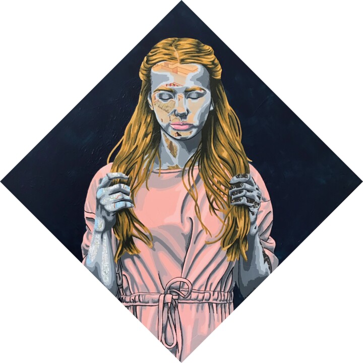 Collages titulada "Ariane" por Annabelle Amory, Obra de arte original, Acrílico Montado en Bastidor de camilla de madera