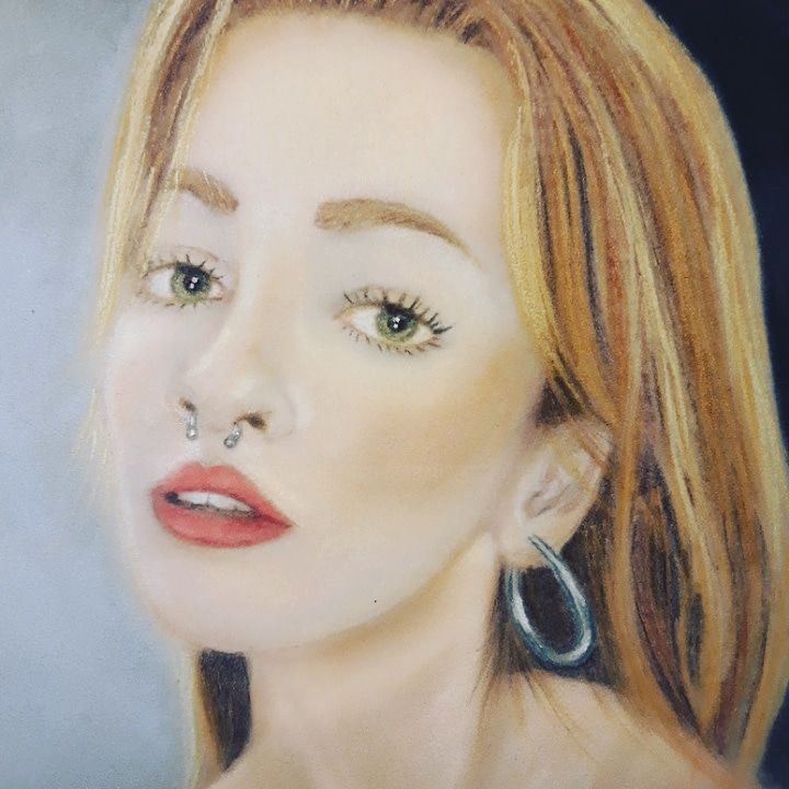 Painting titled "my favorite blonde…" by Anna Maglioccola, Original Artwork, Pastel Mounted on Cardboard