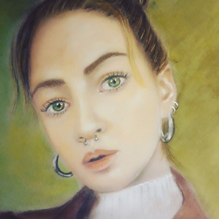 Painting titled "my favorite model" by Anna Maglioccola, Original Artwork, Pastel Mounted on Cardboard