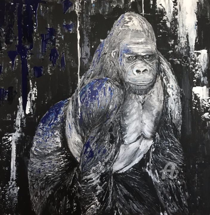 Peinture intitulée "Monsieur le gorille" par Caroline Crochet, Œuvre d'art originale, Acrylique Monté sur Châssis en bois