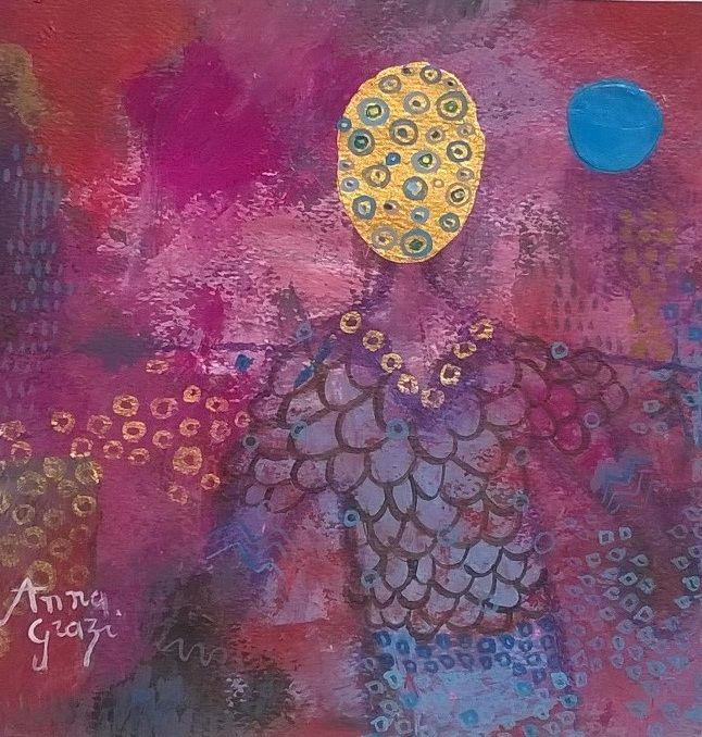 Pittura intitolato "Lune bleue #artist…" da Anna Grazi, Opera d'arte originale, Acrilico