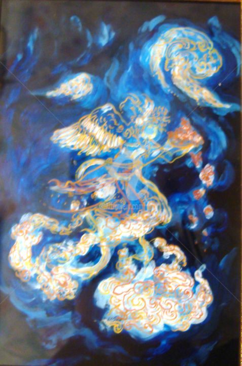 Pintura titulada "Ange protecteur" por Anna Amini, Obra de arte original, Oleo