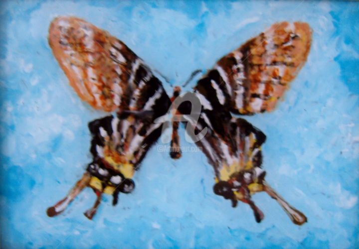 Painting titled "Papillon" by Anna Amini, Original Artwork, Oil