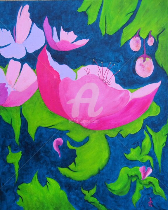 Peinture intitulée "Fragance rosée - de…" par Annaïg Le Bihan Peintre Photographe, Œuvre d'art originale, Acrylique Monté su…