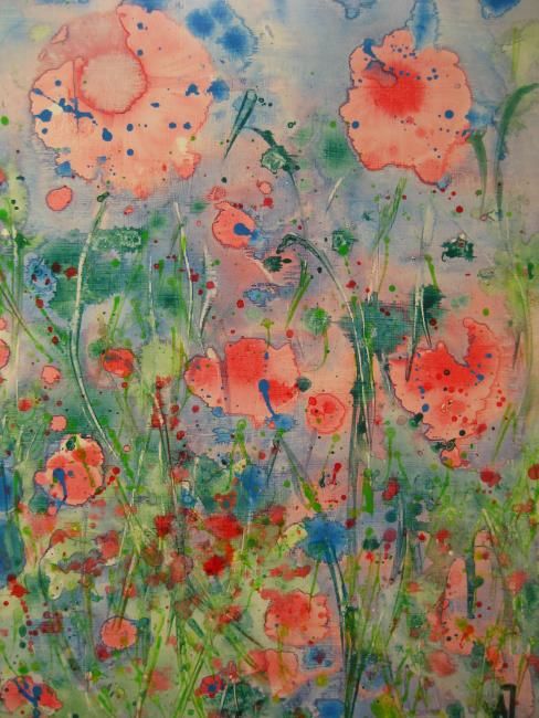 Painting titled "Lying on the Meadow" by Anna Jagla, Original Artwork, Oil