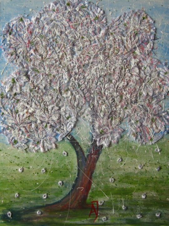 Painting titled ""Cherry Tree"" by Anna Jagla, Original Artwork, Other