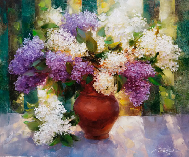 Painting titled ""The scent of sprin…" by Anna Khomchyk, Original Artwork, Oil