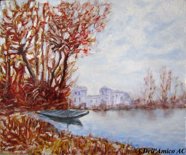 Painting titled "Lago" by Annalisa Dell'Amico, Original Artwork