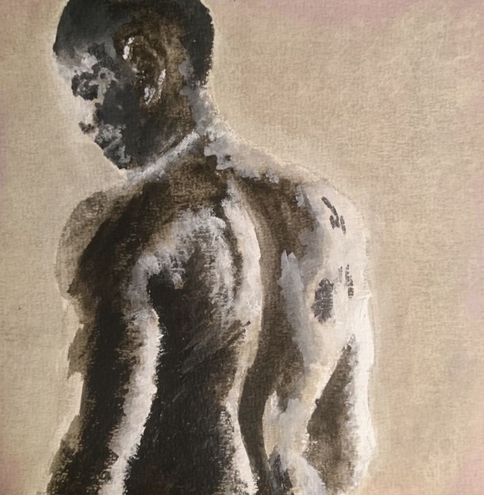 Peinture intitulée "Homme fort" par Annalucia.Art, Œuvre d'art originale, Aquarelle