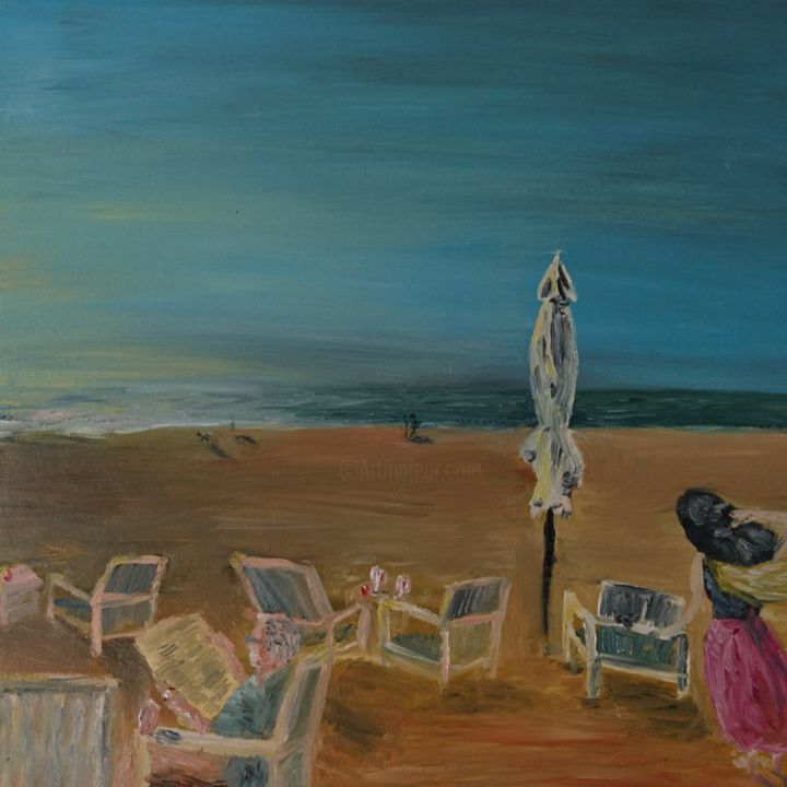 Peinture intitulée "Fall beach" par Annalucia.Art, Œuvre d'art originale, Huile