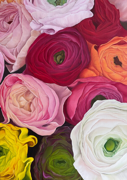 Painting titled "Realistic Flower Pa…" by Anna Lyashenko, Original Artwork, Oil