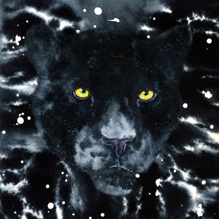 "Black Panther" başlıklı Tablo Annamagenta tarafından, Orijinal sanat, Mürekkep
