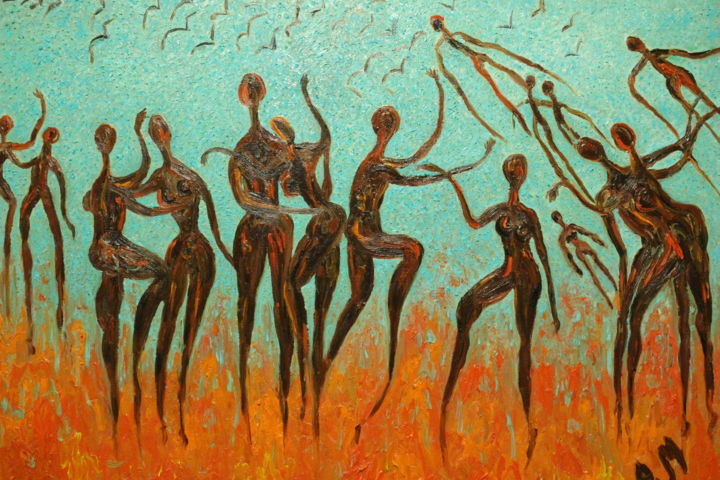Painting titled "dance" by Anna Makarova, Original Artwork, Oil