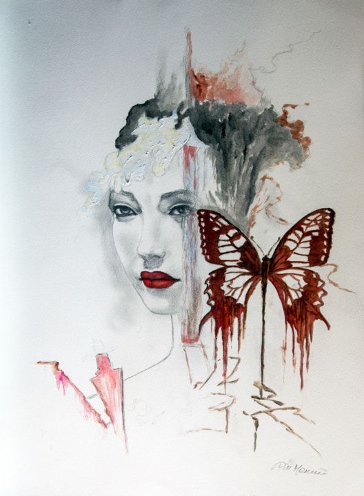 Drawing titled "Butterfly" by Annamaria Maremmi, Original Artwork, Pastel