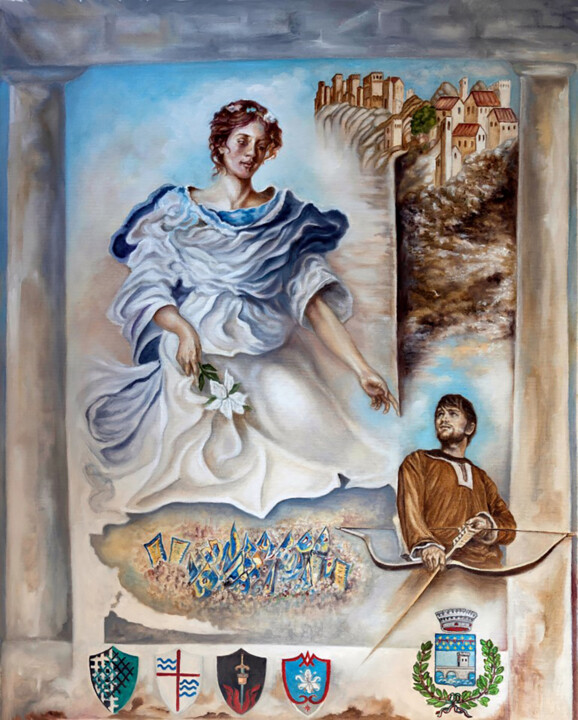Schilderij getiteld "Palio per Antica Fi…" door Annamaria Maremmi, Origineel Kunstwerk, Olie