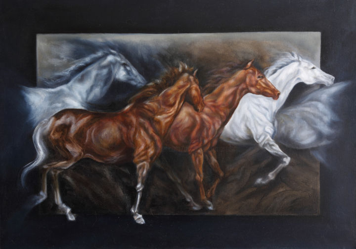 Painting titled "amaremmi-corsa-vers…" by Annamaria Maremmi, Original Artwork, Oil