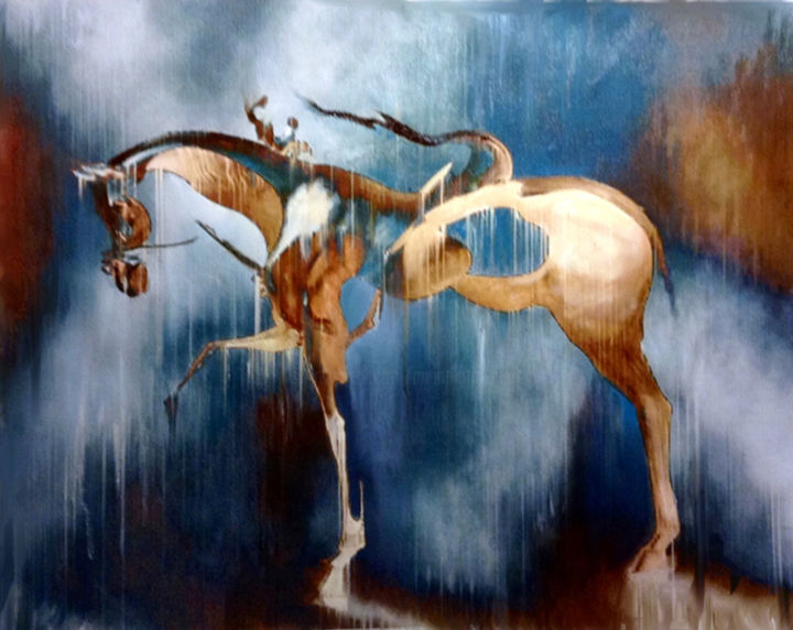Pittura intitolato "Cavallo e cavaliere" da Annamaria Maremmi, Opera d'arte originale, Altro