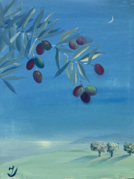 Painting titled "Вид с террасы" by Irina Surgunte, Original Art, Oil