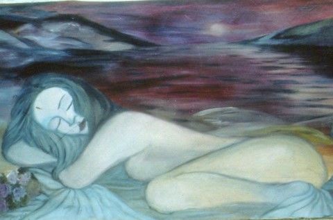 Pittura intitolato "aspettando l'aurora" da Anna Maria Ladu, Opera d'arte originale