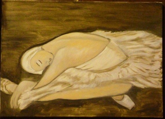 Pittura intitolato "la morte del cigno" da Anna Maria Ladu, Opera d'arte originale, Olio
