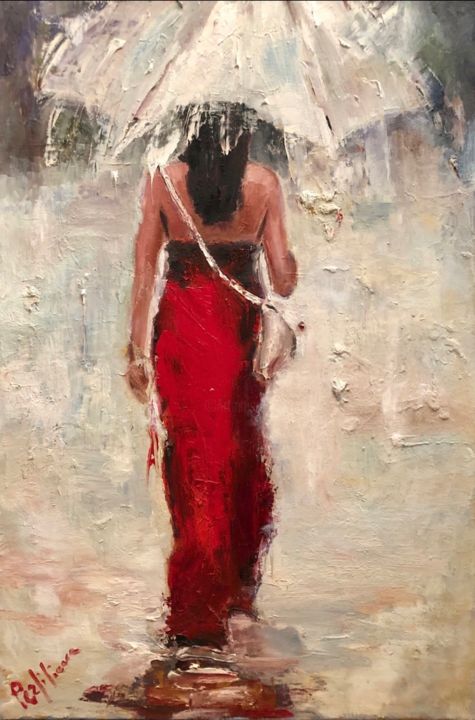 Peinture intitulée "La pluie" par Anna Perfilieva, Œuvre d'art originale, Huile