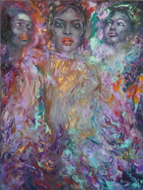Painting titled "Queen of the night" by Anna Privaloff, Original Artwork, Oil