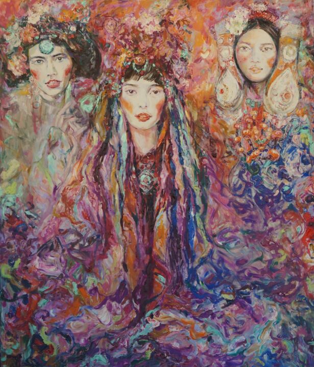 Ζωγραφική με τίτλο "Tibet fantasy" από Anna Privaloff, Αυθεντικά έργα τέχνης, Λάδι