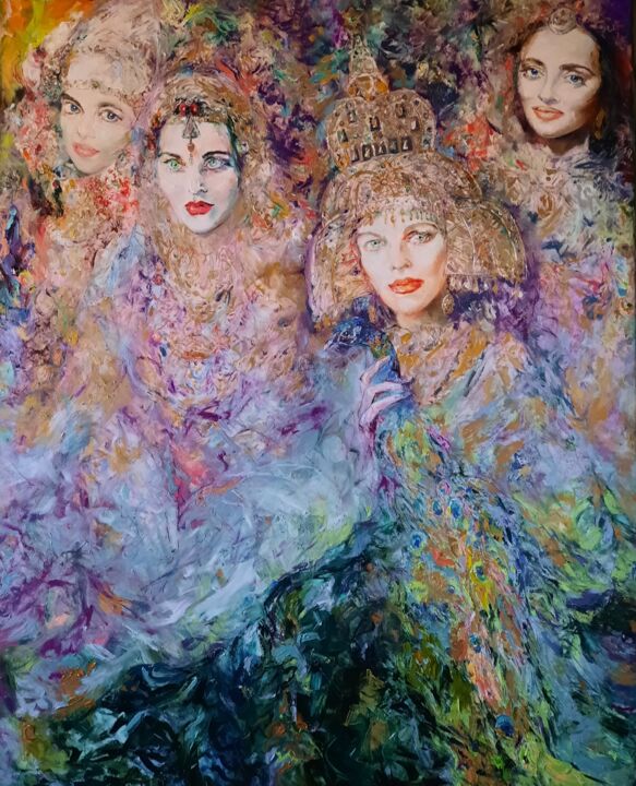 Painting titled "Jewish fairytale" by Anna Privaloff, Original Artwork, Oil