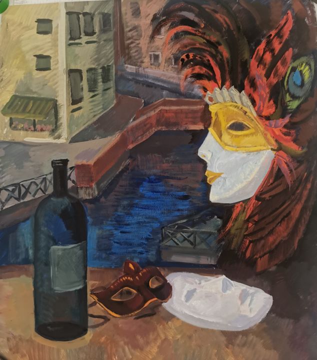 Painting titled "Venice" by Anna Pyatkina, Original Artwork, Tempera