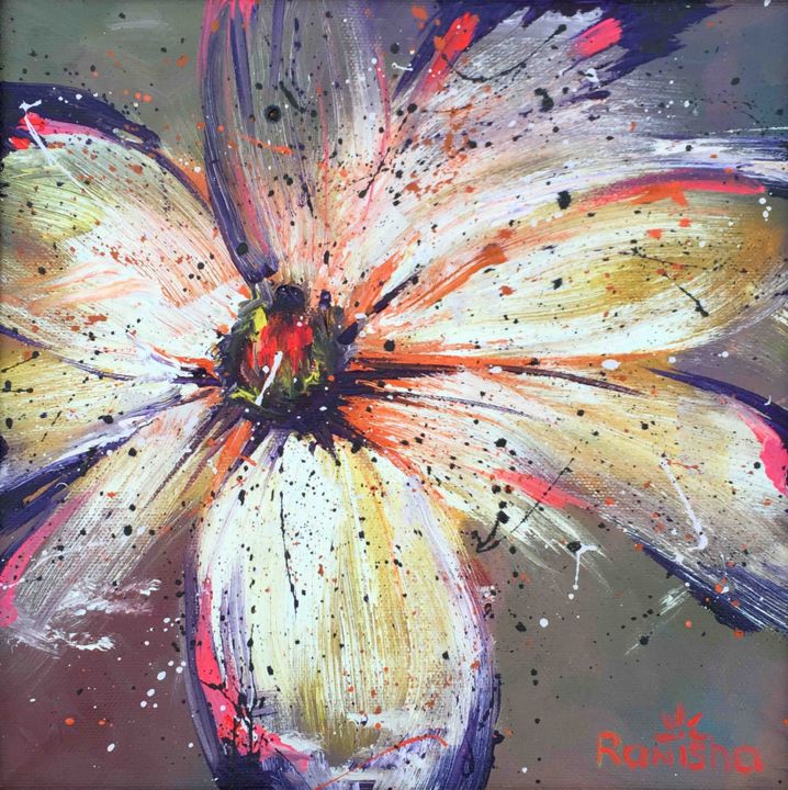 Картина под названием "Abstract Flower" - Hanna Taranishyna, Подлинное произведение искусства, Масло