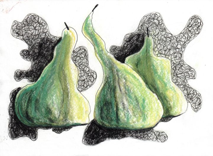 Рисунок под названием "Three pears" - Anna Reshetnikova, Подлинное произведение искусства, Карандаш