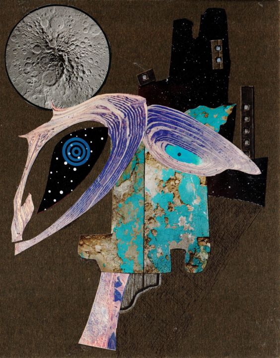 Collages getiteld "A late walk" door Anna Reshetnikova, Origineel Kunstwerk, Collages