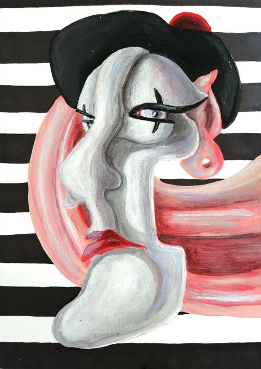 Painting titled "A mime" by Anna Reshetnikova, Original Artwork, Acrylic