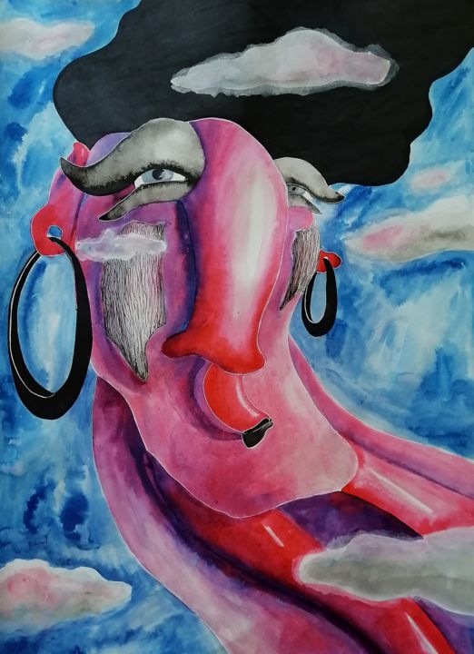 Painting titled "To be above this" by Anna Reshetnikova, Original Art, Ink