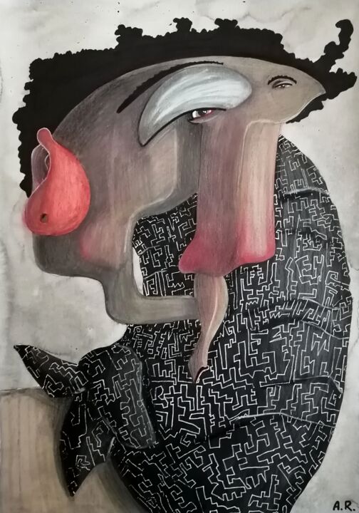 Dessin intitulée "Indeterminacy" par Anna Reshetnikova, Œuvre d'art originale, Crayon