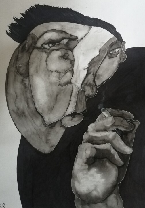 Malerei mit dem Titel "I've heard you laug…" von Anna Reshetnikova, Original-Kunstwerk, Tinte