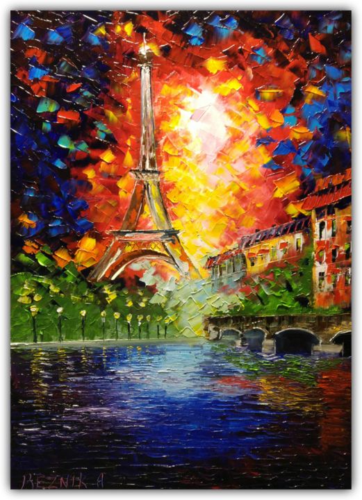 绘画 标题为“Eiffel tower 70*50cm” 由Anna Reznik, 原创艺术品, 油