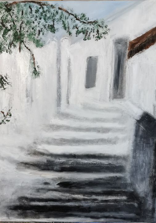 Pittura intitolato "Escalier" da Anna Rita Napolitano, Opera d'arte originale, Olio