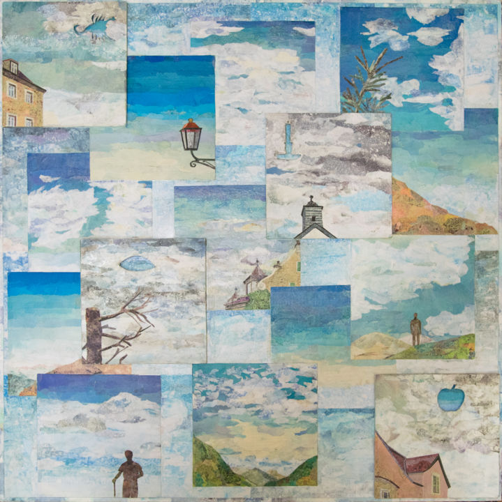Collages getiteld "Cieli con" door Anna Musi, Origineel Kunstwerk, Papier snijwerk